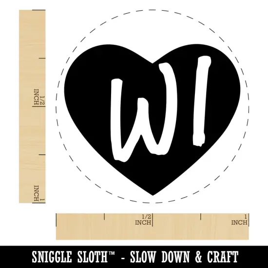 WI Wisconsin State in Heart Self-Inking Rubber Stamp for Stamping Crafting Planners Orange {1}