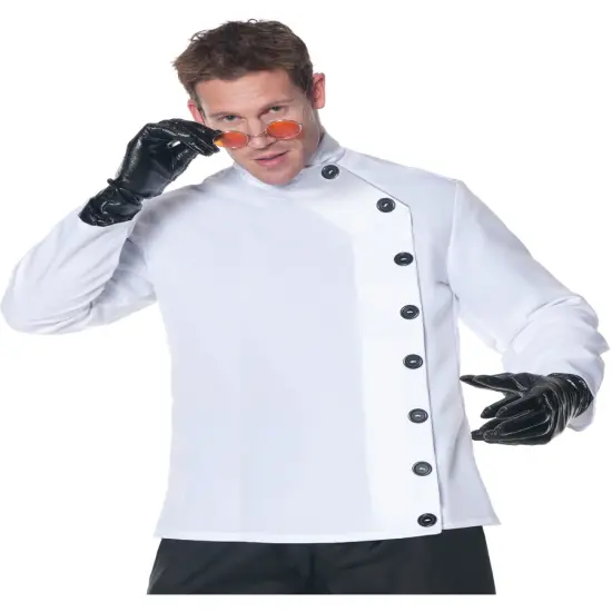 Men's White Mad Scientist Button Front Costume Shirt {1}