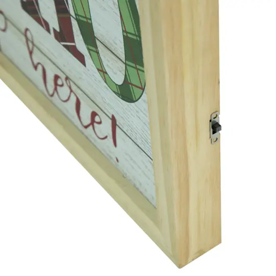 Northlight 19.75" LED Lighted Plaid 'Ho Ho Ho' Wooden Christmas Wall Sign White {5}