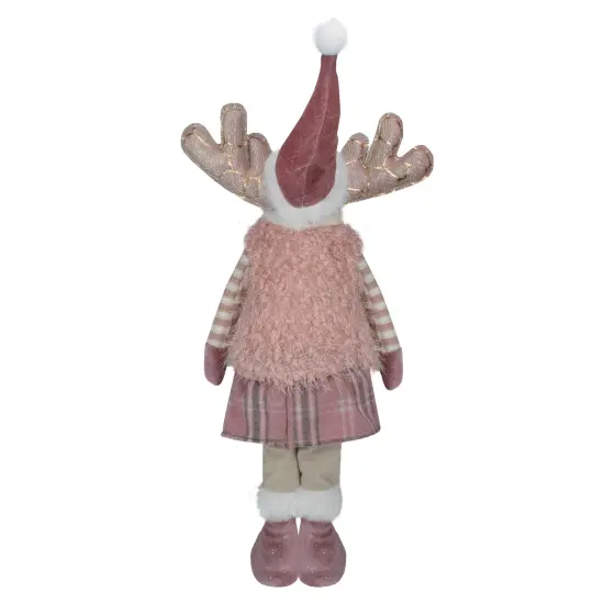 Northlight Standing Girl Moose Christmas Figurine - 26" - Pink and Beige {6}