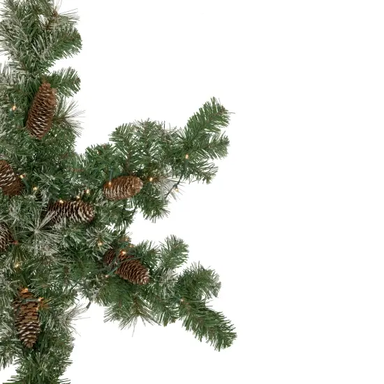 Northlight Pre-Lit Battery Operated Frosted Mixed Pine Christmas Snowflake Wreath - 32" - Warm White LED Lights Green {5}