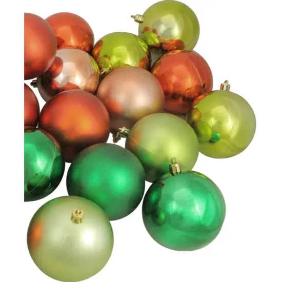 Northlight Shatterproof 2-Finish Christmas Ball Ornaments - 3.25" (80mm) - Green and Orange - 32ct {4}