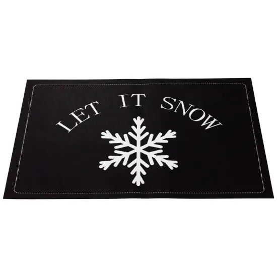 Northlight Let It Snow Christmas Doormat 29" x 17" Black {4}
