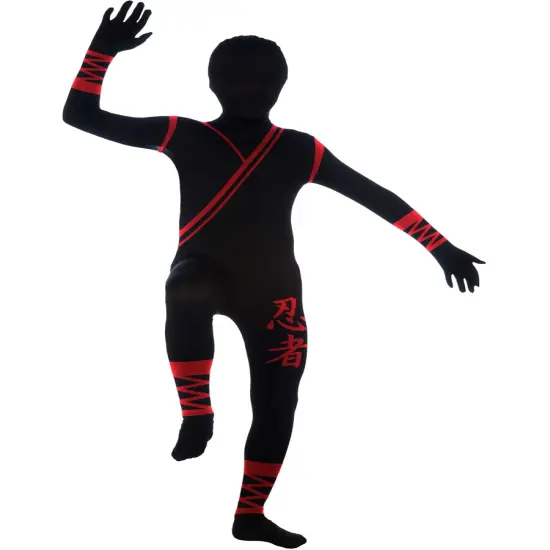 Boys Second Skin Black Ninja Zentai Costume Jumpsuit {1}