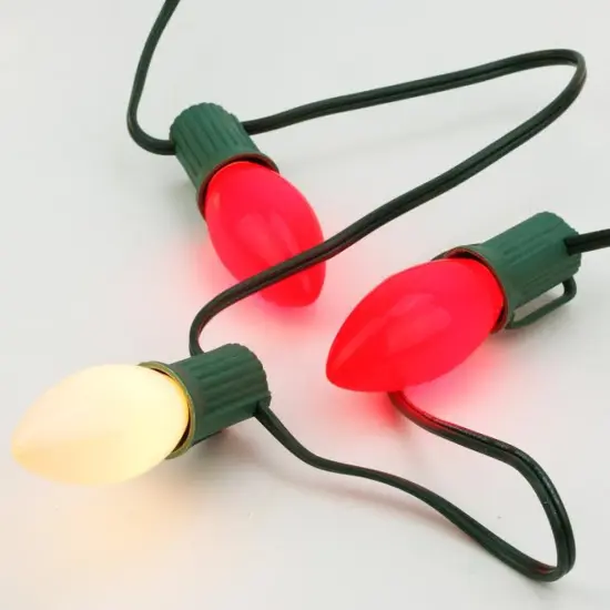 Northlight Opaque C7 Candy Cane Christmas String Lights - Red and White - 24' Green Wire - 25ct {4}