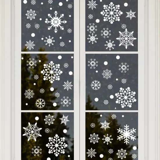 Wrapables Snowflake Window Clings Decal Stickers, Christmas Winter Decoration for Glass Windows 8pc Festive {4}