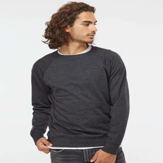 Unisex Lightweight French Terry Crewneck Sweatshirt | RADYAN&reg; Charcoal heather {1}
