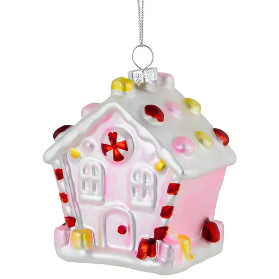 Northlight 3.25" Pink Candy House Glass Christmas Ornament {5}