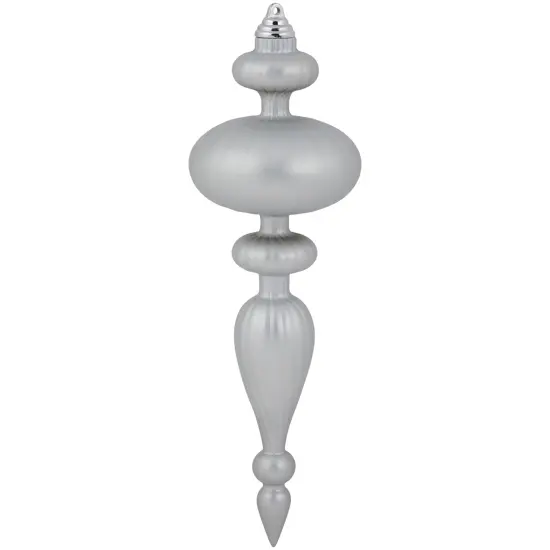 Northlight Commercial Size 2-Finish Christmas Finial Shatterproof Ornaments - Silver -12" - 4ct {5}