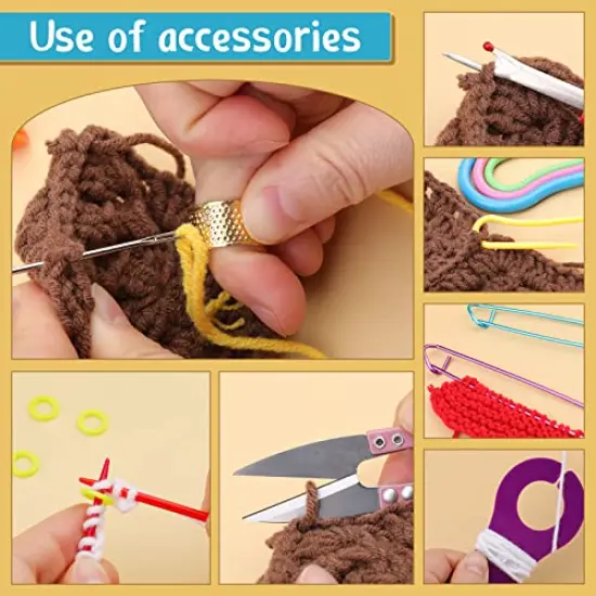 IMZAY 110 Pcs Crochet Hooks Set, Crochet Kit Crochet Hooks Kit with Storage Case, Ergonomic Knitting Needles Blunt Needles Stitch Marker DIY Hand Knitting Craft Art Tools for Beginners-Purple {3}