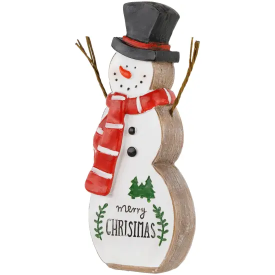 Northlight Wooden Snowman "Merry Christmas" Decoration - 8.5" White {5}
