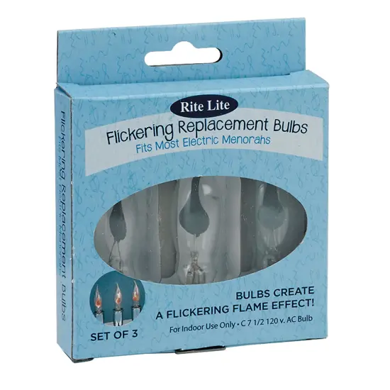 Rite Lite Transparent Flickering C7 Hanukkah Menorah Replacement Bulbs - 120V - Clear - 3ct {4}