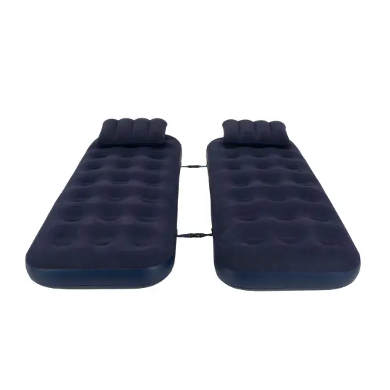 Pool Central 3 in 1 Inflatable Flocked Air Mattress with Pillows -75" - Navy Blue {4}