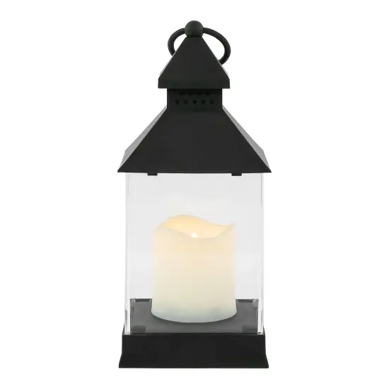 Northlight Candle Lantern with Flameless LED Candle - 9.5" - Black {4}
