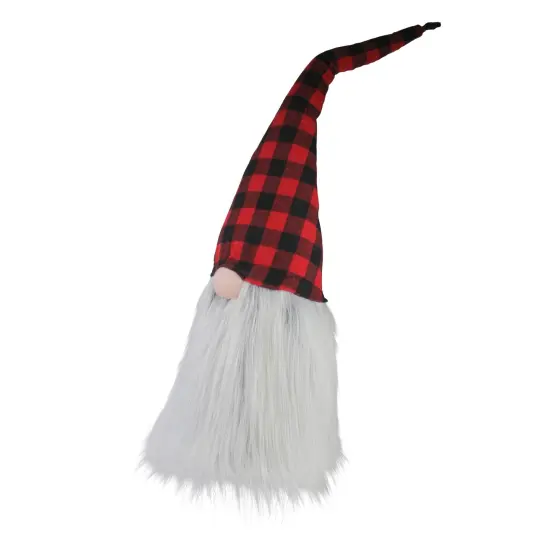 Northlight Buffalo Plaid Christmas Gnome Head Figure - 28" - Red and Black {4}