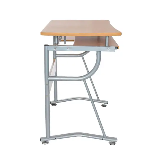 Techni Office Solutions 43" Gray and Brown Unique Techni Mobili Computer Gaming Desk with Shelf and Keyboard Panel {5}