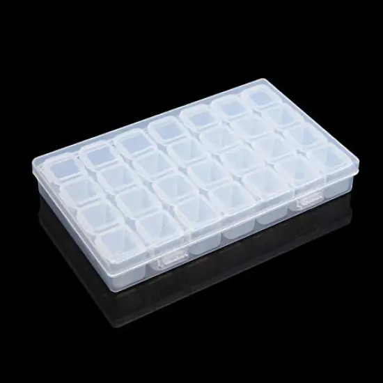 2 Pack 28 Slots Diamond Embroidery Boxs, 5D Diamond Painting Storage Case for DIY with 196 Pieces Craft Label Marker Sticker {3}