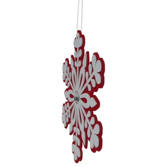 Northlight Peppermint Snowflake Christmas Ornament with Gem - 10" - Red and White {5}