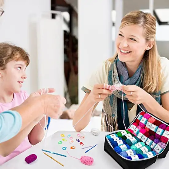 62 Acrylic Yarn Skeins, 2170 Yards Yarn for Knitting and Crochet, Includes 2 Crochet Hooks,2 Weaving Needles,10 Stitch Markers, Perfect Crochet Beginner Kit for for Adults Kids {3}