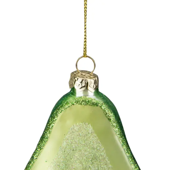 Northlight 4.5" Green and Yellow Glass Avocado Christmas Ornament {6}