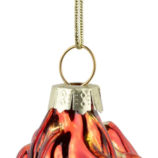 Northlight 2.75" Log Campfire Glass Christmas Ornament Gold {6}