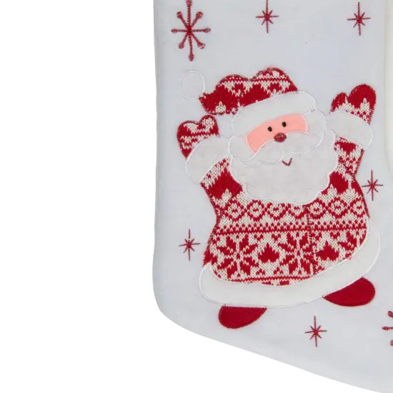 Northlight 19" Red and White "Let It Snow" Santa Claus Embroidered Christmas Stocking {5}