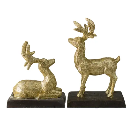 Northlight Reindeer Glittered Christmas Stocking Holders - 8.5" - Gold - Set of 2 {5}