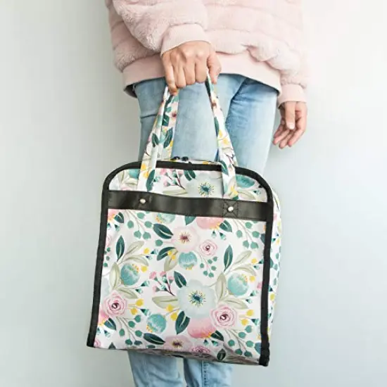 PACMAXI Sewing Accessories Storage Bag, Knitting, Craft Tools and Accessories Organizer, Roomy Carrying Bag for Sewing Tools and Accessories (Flower with Beige Background) {2}