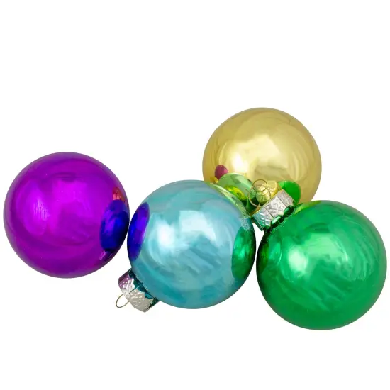 Northlight Solid and Snowflake Christmas Glass Ball Ornaments - 2.25" (57mm) - Multi - 9ct {4}