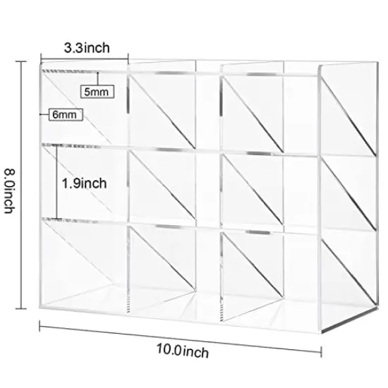 Clear Pen Organizer Storage, Acrylic Desk Organizer with 12 Compartments, Pen Organizer for Desk, Desktop Art Organizer for Office School Art Supplies {3}