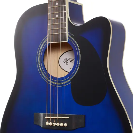 Jameson Guitars Full Size Thinline Acoustic Electric Guitar with Free Gig Bag Case & Picks Blue {4}