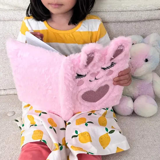 Wrapables Plush Journal, A5 Lined Notebook Diary for Writing and Drawing Bunny Ears {4}