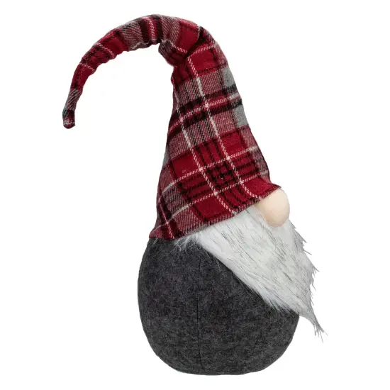 Northlight Plaid Bendable Hat Gnome Sitting Christmas Decoration - 25" - Red and Gray {4}