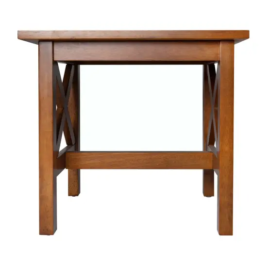 Merrick Lane Matty Rustic End Table, Farmhouse Style Solid Wood Accent Table Walnut {3}