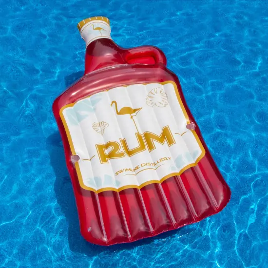 Swim Central Inflatable Red Rum Bottle Island Lounger Swimming Pool Float, 105-Inch {3}