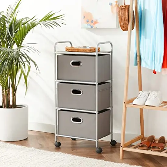 3 Drawer Rolling Cart - Gray CRT-06248 Grey 11.5 in L x 16.125 in W x 35.5 in H (29.2 cm L x 41 cm W x 90.2 cm H) {6}