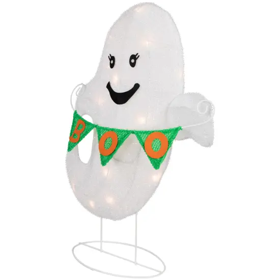 Northlight LED Ghost with "Boo" Banner Halloween Yard Decoration - 25" - Warm White Lights {5}
