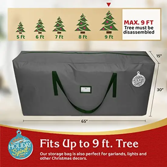 Christmas Tree Storage Bag - Heavy-Duty Tree Bag with Durable Reinforced Handles & Zipper, Waterproof Storage Bag Protects from Moisture & Dust (Fits a 9FT Tree, Charcoal) {4}