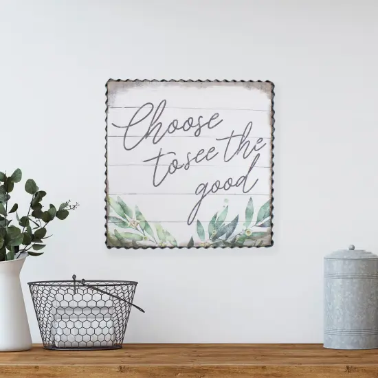 Northlight Metal Framed "Choose to See the Good" Decorative Canvas Wall Art 12" White {3}