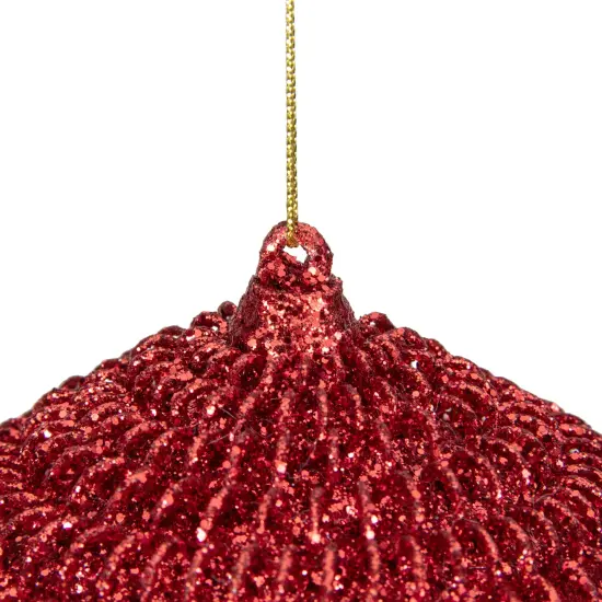 Northlight 4" Red Glitter Spiral Coiled Wire Onion Finial Christmas Ornament {4}