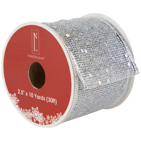 Northlight Shimmering Silver Wired Craft Christmas Ribbon 2.5" x 10 Yards {1}