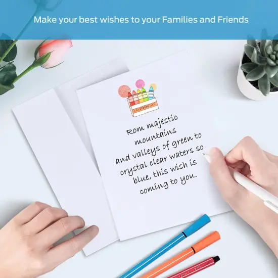 Blank White Cards and Envelopes 50 Pack, Ohuhu 4.25 x 5.5 Heavyweight Folded Cardstock and A2 Envelopes for DIY Greeting Cards, Wedding, Birthday, Invitations, Thank You Cards & All Occasion {4}