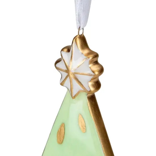 Northlight 4.5" Green and Gold Christmas Tree Hanging Ornament {4}
