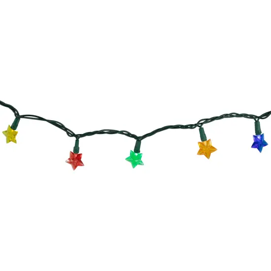 Northlight LED Star Shaped Indoor Outdoor Patio Light Set - MultiColor - 4.5' Green Wire - 20ct {6}