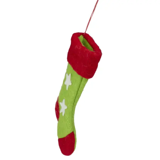 Tii Collections 9.5" Green and Red Stars Felt Christmas Stocking Ornament {4}