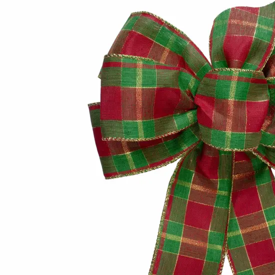 Northlight Plaid 6-Loop Christmas Bow Decoration - 9" x 14" - Red and Green {4}