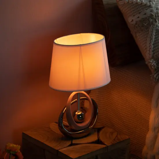 Bedroom lamps, Nightstand Lamp, Desk lamps, Cool Lamps for Ideal Gifts, Designer table lamps, Decorative Lamps, Unique Lamps for Home Decor Living Room or Bedroom, White/pink set of 2 {4}