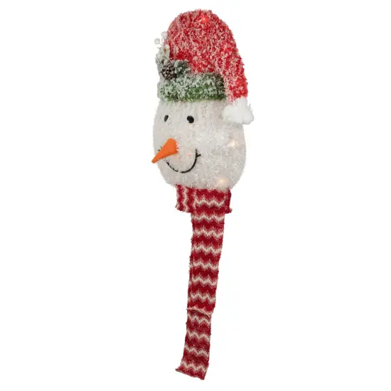 Northlight 22" Lighted Snowman Wearing a Red Frosted Hat with Pine Christmas Tree Topper {4}
