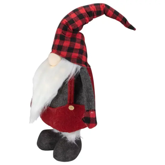 Northlight LED Lighted Extendable Plaid Gnome Christmas Figure - 41" Red {4}