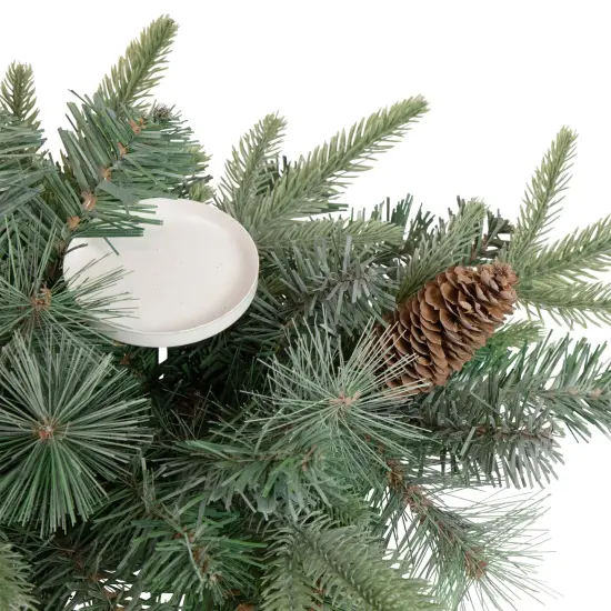 Northlight 32" Artificial Mixed Pine and Pine Cones Christmas Candle Holder Centerpiece Green {6}